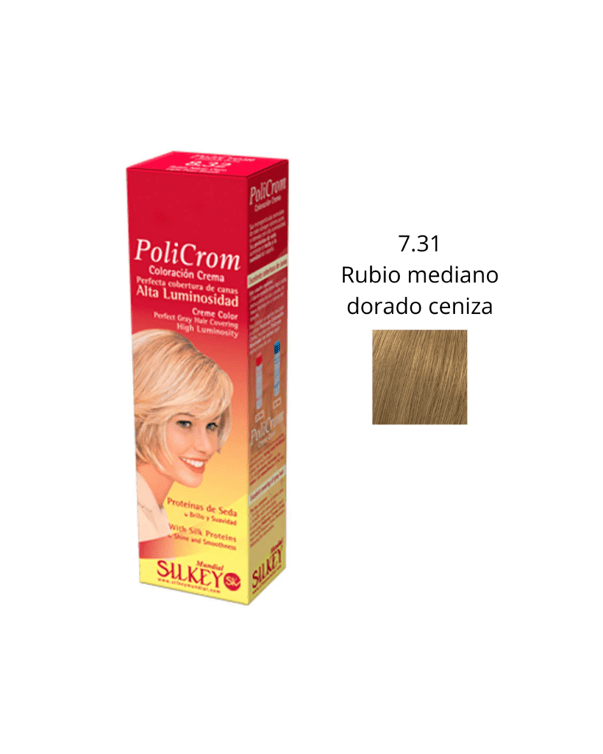 Policrom coloración 7.31 rubio mediano dorado ceniza 47gr