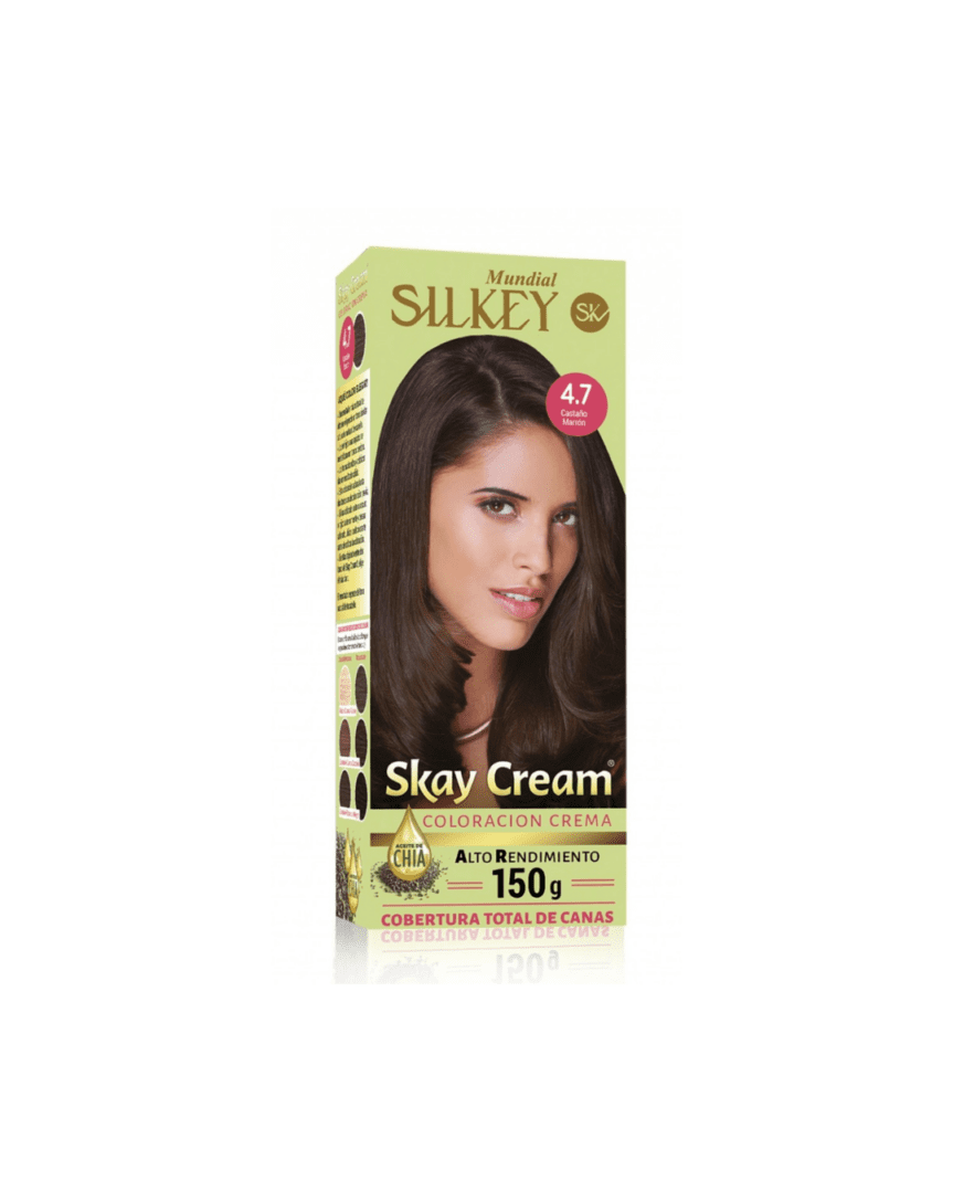 Silkey skay cream alto rendimiento kit N°4.7 castaño marron