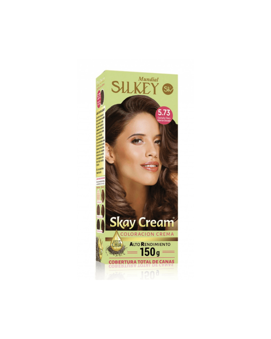 Silkey skay cream alto rendimiento kit N°5.73 castaño claro marrón dorado