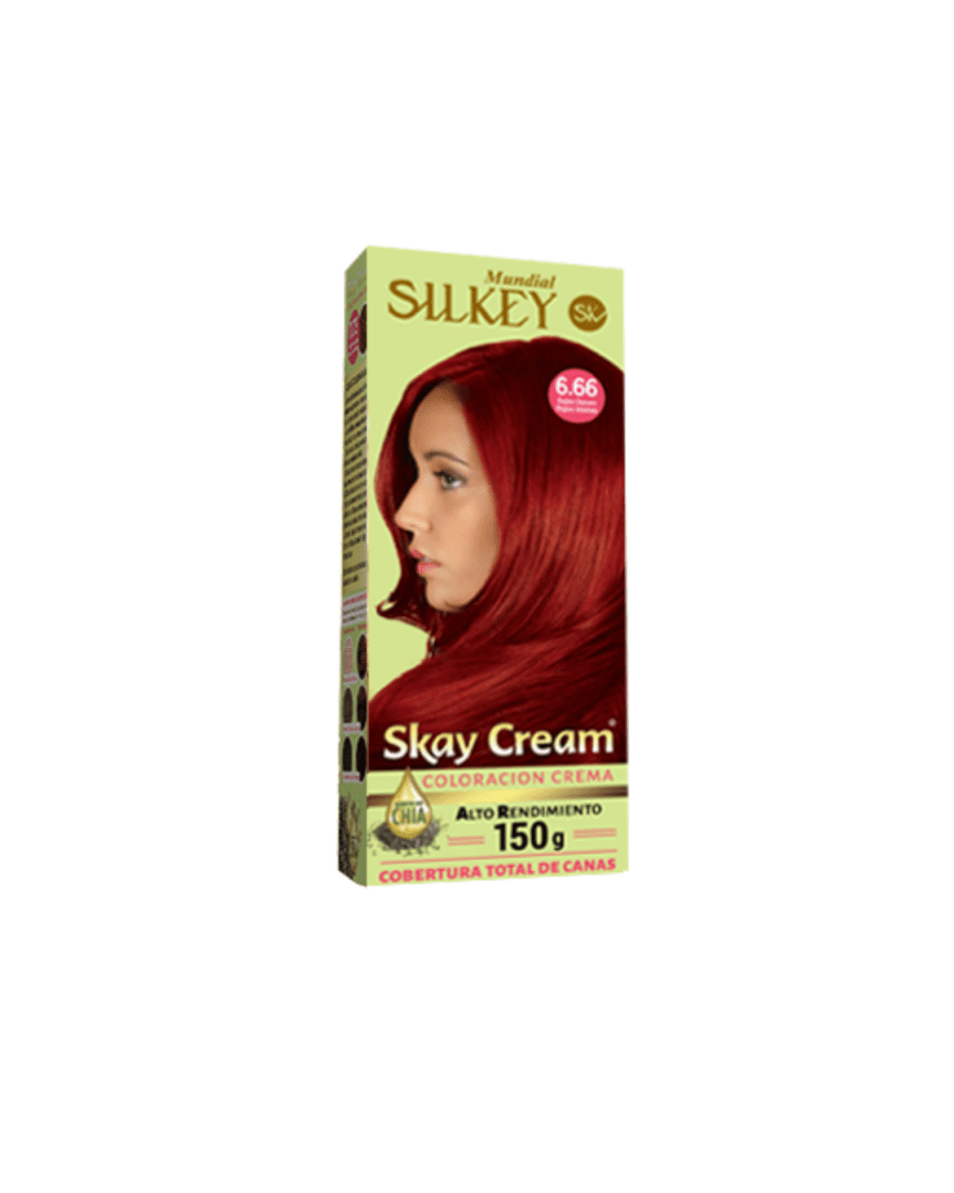 Silkey skay cream alto rendimiento kit N°6.66 rubio oscuro rojo intenso