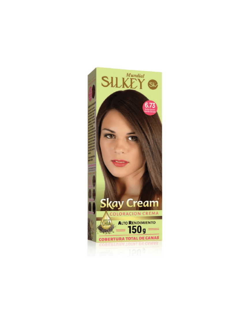 Silkey skay cream alto rendimiento kit N°6.73 rubio oscuro marrón dorado
