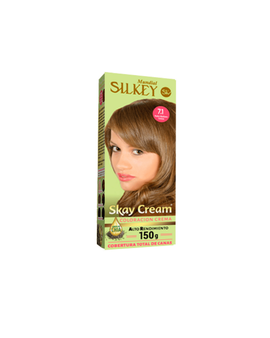 Silkey skay cream alto rendimiento kit N°7.1 rubio mediano ceniza