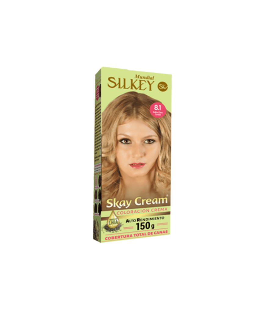 Silkey skay cream alto rendimiento kit N°8.1 rubio claro