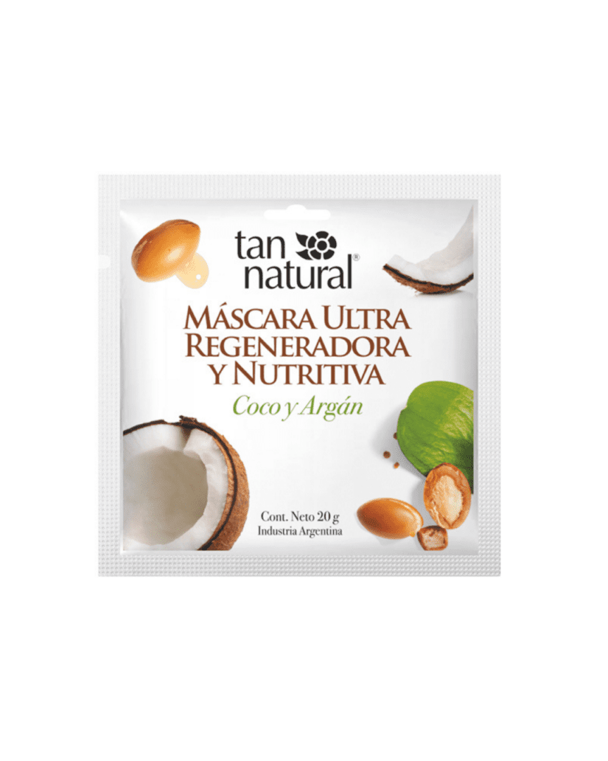 Tan natural mascara capilar ultra regeneradora y nutritiva, coco y argán 20gr
