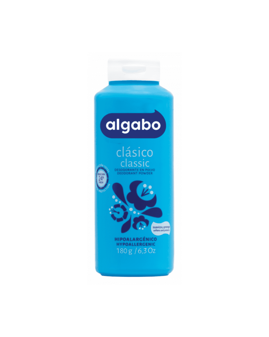 Algabo control desodorante en polvo clásico celeste 180gr