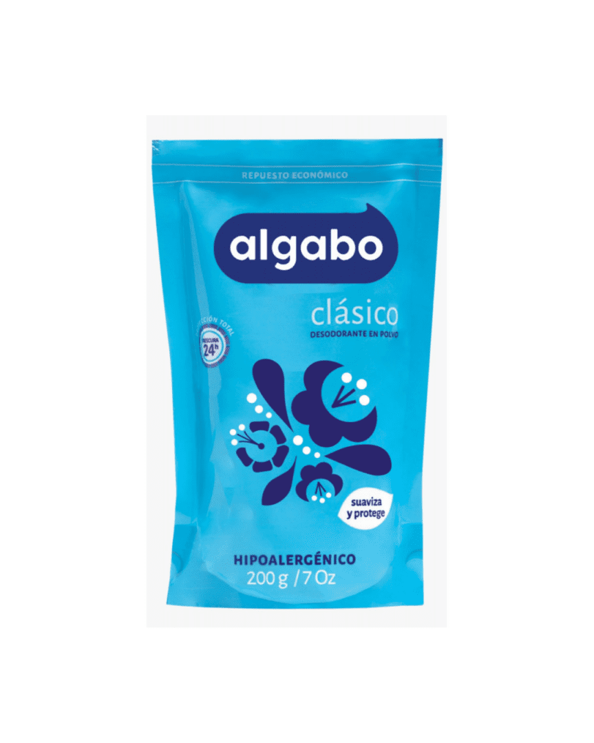 Algabo control desodorante en polvo clásico celeste doypack 200gr
