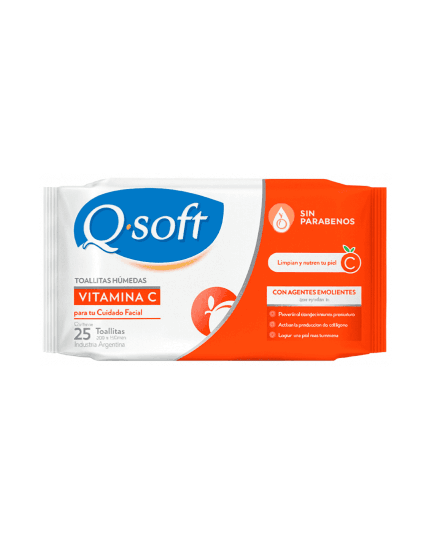 Q-soft Toallas húmedas desmaquillantes vitamina C x25