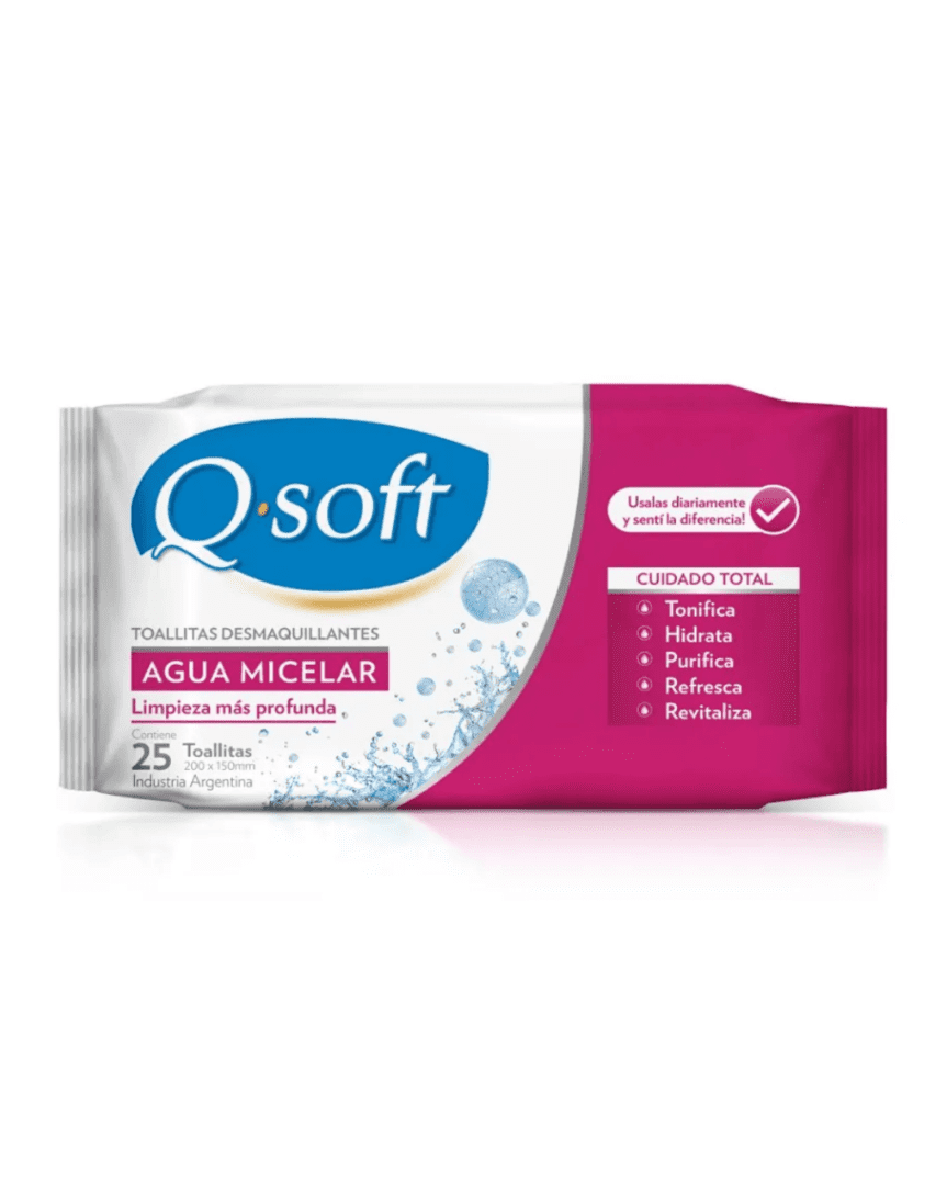 Q-soft Toallas húmedas desmaquillantes agua micelar x25