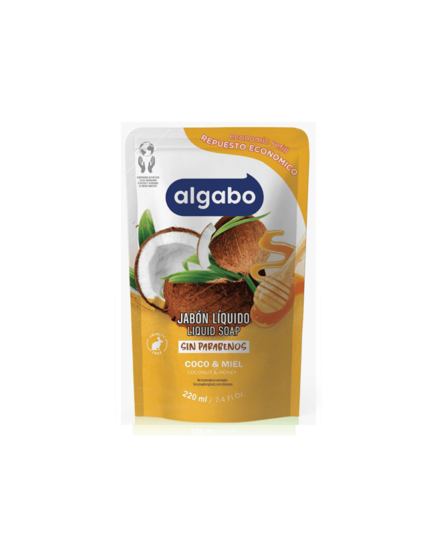 Algabo jabón liquido coco y miel doypack 220ml
